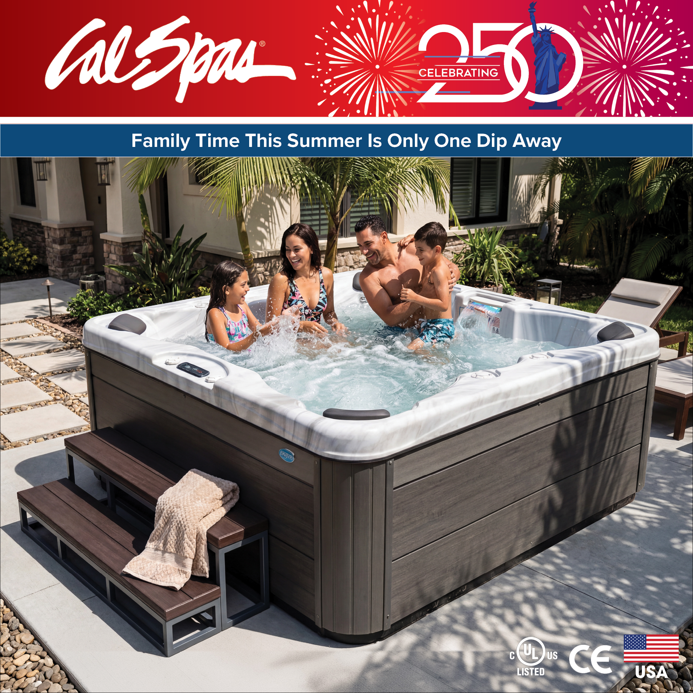 Calspas hot tub being used in a family setting - Birmingham